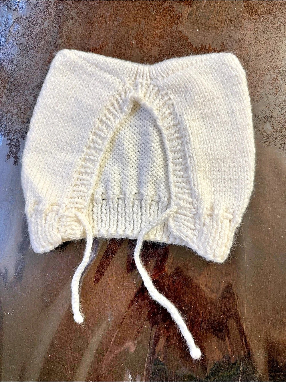 Handmade White Knit Bonnet